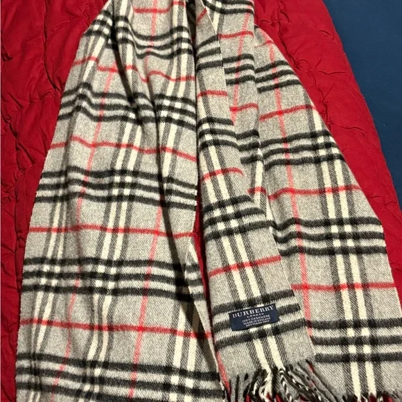 Burberry Check Scarf - Black, Red, and Cream - Picture 1 of 7